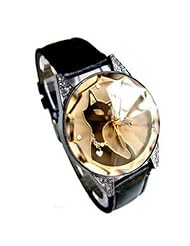 Womens Ladies Pretty Cute Elegant Black Kitty Cat Bracelet Wrist Watch Beautiful