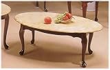 MARBLE LIKE TOP 3 PC COFFEE TABLE WITH QUEEN ANNE LEGS
