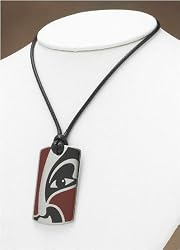 J-Steel by Fyn Studios Black and Red Enamel Beijing Opera Mask Pendant JSF-843332000863