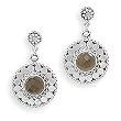 Oxidized Dot Design Post Earrings with Faceted Smoky Quartz
