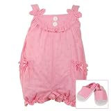 Newborn Baby Girl Clothes PINK ROMPER Shoe 2Pc 6-9M