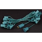 Novelty Lights, Inc. C92512-GR Commercial Grade Christmas Stringers, Intermediate Base (C9/E17), 12" Spacing, Green Wire, 25' Long (25 Sockets)