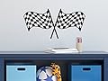 Racing Checkered Flags Fabric Wall Decal - NASCAR Inspired Racing Fabric Wall Sticker - Reusable, Repositionable