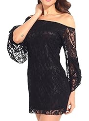 Mermaid Bateau Neck Sheer Lace Floral Print Bell Sleeves Off the Shoulder Party Dress/Mini Dress 