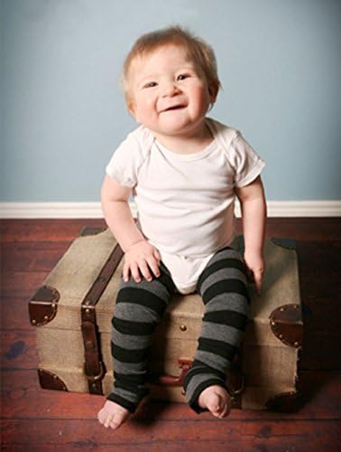 Gray and Black Striped Leg Warmers for Baby and Toddler By Posh Pipsqueak