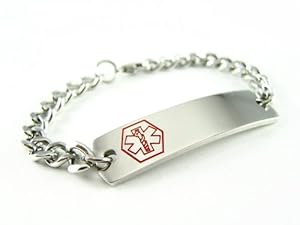 Pre Engraved - Warfarin Medical Alert ID Bracelet, Curb Chain