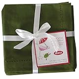 Hemstitch Cocktail Napkins Set of 6 - Fir