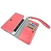 Smart Phone Wristlet, caseen® Bella Wallet Clutch Purse Case (Coral) for Apple iPhone 6S 6 5S 5C 5 4S 4, Samsung Galaxy S5 S4 S3, Google Nexus 5X 5, LG G2, HTC One M7, Sony Xperia Z Z3 Compact / Z3v, Moto X G E, Droid MAXX Razr Mini [Up to 5.75 x 3.1 Inch Smartphone] - Regular Size