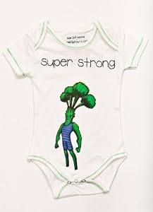 Super Strong 100% Organic Cotton Baby Onesie (Brian Broccoli) (0-6 months)