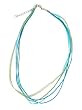 Necklace Cord For Pendants - D22 - 5-Strand Organza and Cord Mixed ~ 17" + 2" Extension Chain ~ Silver Plated Ends ~ Caribbean Colors (Turquoise Blue and Olive Green)