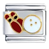 Pugster Bowling Red Pins Sport Italian Charms Bracelet Link