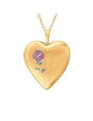 Gold over silver Heart Shaped "Mom" Locket w/ Rose Necklace