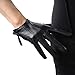 DooWay Short Black Touchscreen Real Leather Gloves, Imported Goatskin Leather Tassel Zipper Unique Pop Finger Gloves, size M