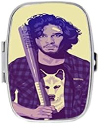 VOLLET Jon Snow Poster Pattern Creative Square Pill Case Pocket Box Stainless Steel Mirrored Locket Portable