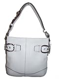 Authentic Coach Leather Double Buckle Duffle Bag 16514 Parchment White