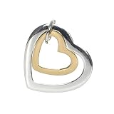 Two Tone Sterling Silver and 18kt Gold over Sterling Silver Double Open Moveable Heart Pendant