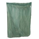 Heavy Nylon Mesh Drawstring Bag with D-Ring, Green, 24 x 36