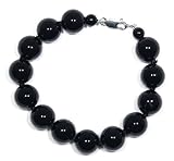 IMAGE OF Sterling Silver 12mm Black Onyx Bracelet, 7.5