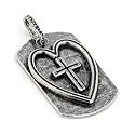 Hammered Finish Heart & Cross Dog Tag