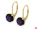 Gold Overlay Sterling Silver 8mm Round Leverback Amethyst Earrings