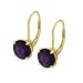 Gold Plated Sterling Silver 8mm Round Lever Back Amethyst Earrings