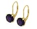 Gold Overlay Sterling Silver 8mm Round Leverback Amethyst Earrings