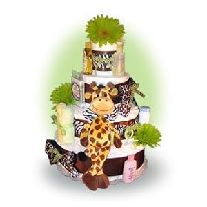 Safari Giraffe Theme 4 Tier Diaper Cake