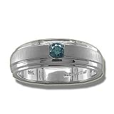 .24 CT TW ROUND BLUE DIAMOND MENSWHITE GOLD SOLITAIRE BAND