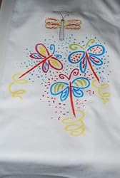 Embroidered butterfly on white T with print butterflys Adult-S