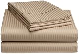 Renaissance 600-Thread-Count Woven Cotton Stripe Queen Sheet Set, Stone