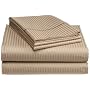 Renaissance Collection 600-Thread-Count Woven Cotton Stripe Queen Sheet Set, Stone