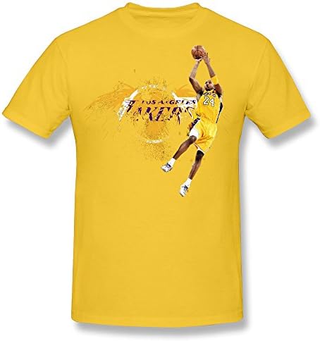 AHOO Men's Tee Los Angeles Lakers Kobe Bryant 24 Black Manba Yellow Size XS