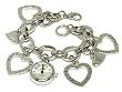 Silver Joy Harmony Hope Faith Heart Charm Chain Watch Jewelry