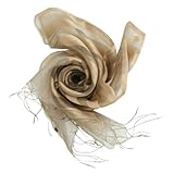 ililily Stripe Pattern Two Tone Big Oblong Scarf Lightweight Long Fringe Muffler (scarf-028-2)