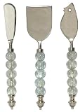 Decorative Cheese Set of Three With Clear Glass Bead Handles