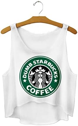 Kittenz Women's Digital Print Fashion Tank Irregular Vest Tops (Starbucks)