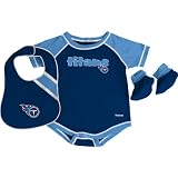 Reebok Tennessee Titans Newborn Creeper, Bib and Bootie Set 6-9 Months