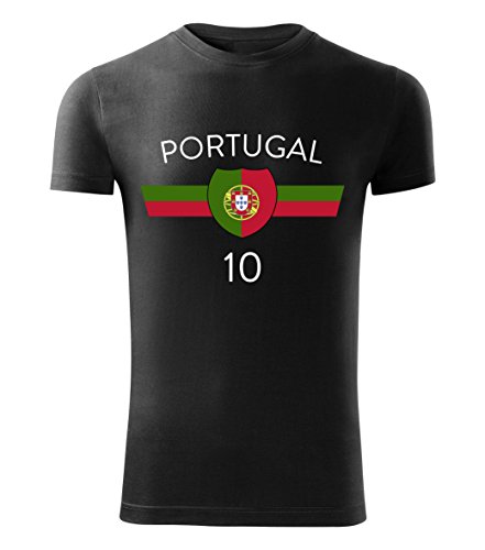 Fußball Trikot T-Shirt EM 2016 alle Länder Deutschland Frankreich Island Wales – Portugal (Schwarz, S)