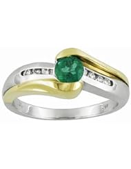 14K Two-Tone Gold Emerald and Diamond Ring -- LIFETIME WARRANTY