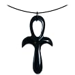 Handcrafted Black Horn Ankh Choker Necklace