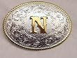 SILVER/GOLD PLATED  MONOGRAM LETTER "N" BELT BUCKLE