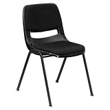 Flash Furniture HERCULES Series 880 lb. Capacity Black Ergonomic Shell Stack Chair with Padded Seat and Back