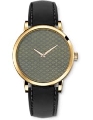 SPRAWL Aanalog Fashion Series Gold Ladies Watches of Genuine Black Leather Strap,Unique Wrist Watch for Women Girls Designed with Yellow flowers on gray background