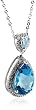 14k White Gold Blue Topaz and Diamond Pendant (1/6 cttw)