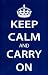 Keep Calm and Carry On (Motivational, Dark Blue) Art Poster Print - 11x17