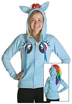 Hot Sale My Little Pony Rainbow Face Hoodie (X-Large)