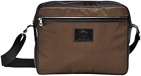 Longchamp Paris Baxinyl Taupe Black Organizer Laptop Messenger Bag