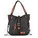 SHANGRI-LA Purse Handbag for Women Canvas Tote Bag Casual Shoulder Bag School Bag Rucksack Convertible Backpack - Black
