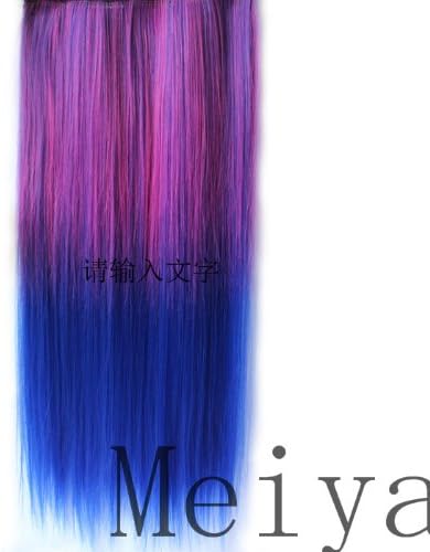 Fashion Line 2013 New Style 20inch Straight Clip Hair Piece Extension 105g (Rose red to Dark Blue)