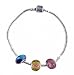 "Pandora" Style Starter Bracelet (B70) + 3 Beads - 9" (23 cms) - Silver Tone Metal ~ Purple, Yellow and Vitral